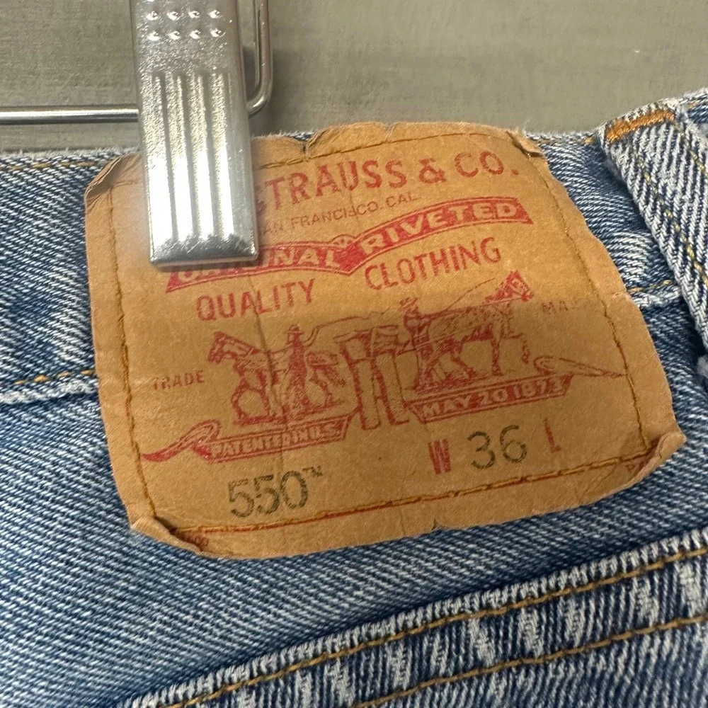 Levis 550‎ Relaxed Fit Denim Shorts Mens 36 Blue Medium Wash Vintage Jorts